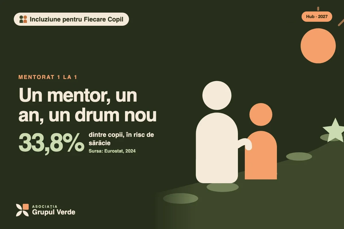 Ilustrație: Un mentor, un an, un drum nou — Incluziune pentru Fiecare Copil, Hubul de Inovație Verde