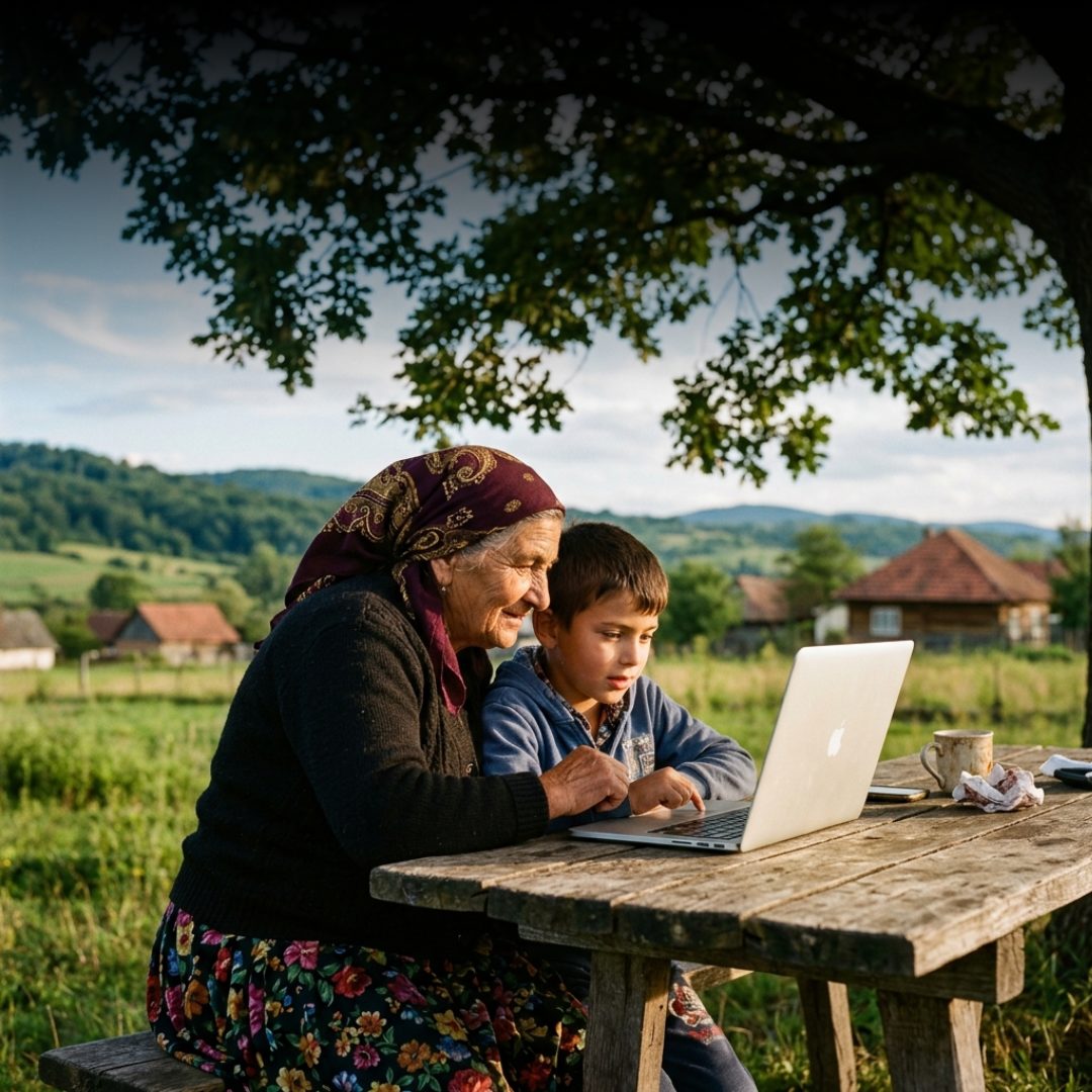 Foto: o școală din mediul rural Vrancea / clasă cu tineri și echipament / sat din Subcarpați